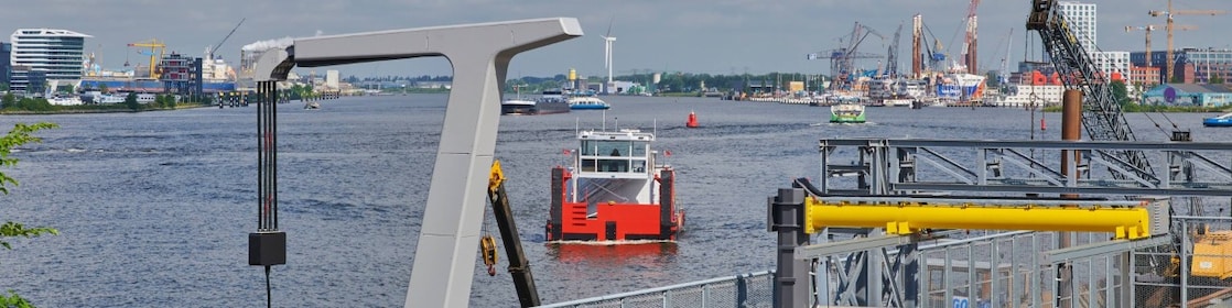 Megawatt charger at the Energy Transition Campus Amsterdam (ETCA), designed for electric trucks and ships.